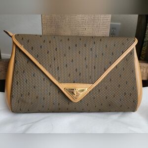 Yves Saint Laurent Tan and Brown Clutch